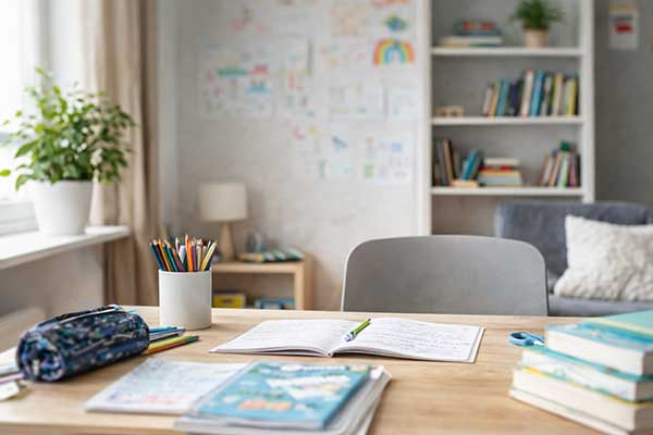 Ruhiger Lernplatz für Kinder ohne Ablenkung