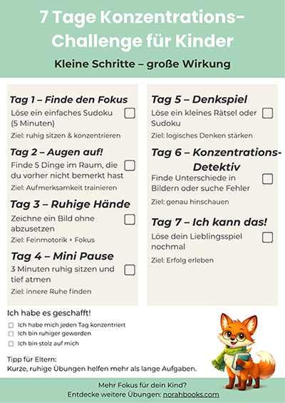 7 tage konzentrations challenge fuer kinder