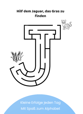 Innenansicht des ABC-Labyrinth-Buchs – Buchstabe J als Tier-Labyrinth mit Jaguar-Motiv für Kinder ab 3 Jahren