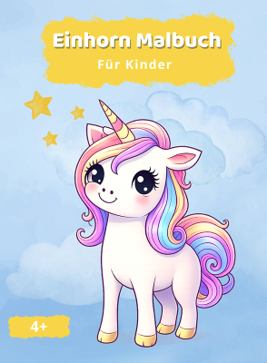 Einhorn Ausmalbild für Kinder ab 4 Jahren